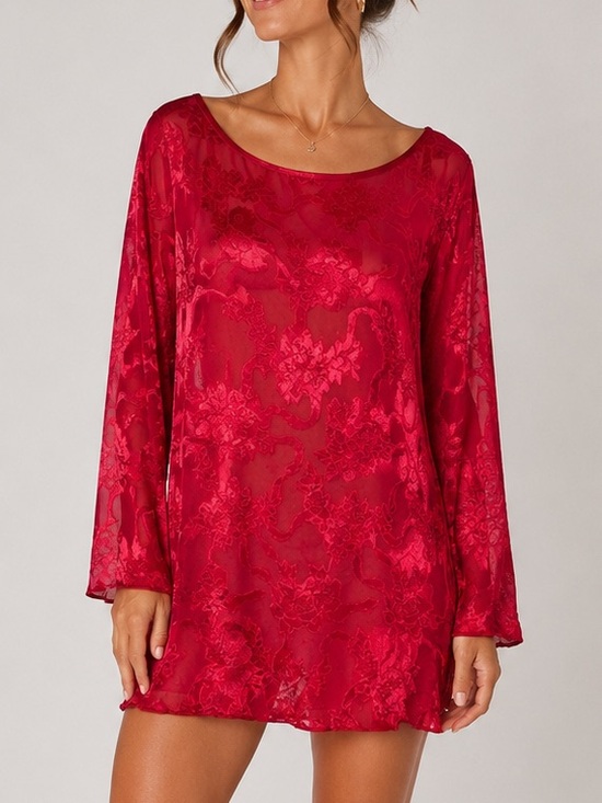 Victoria's Secret Other - Victoria's Secret Gold Label semi-sheer floral burnout blouse sleep shirt large